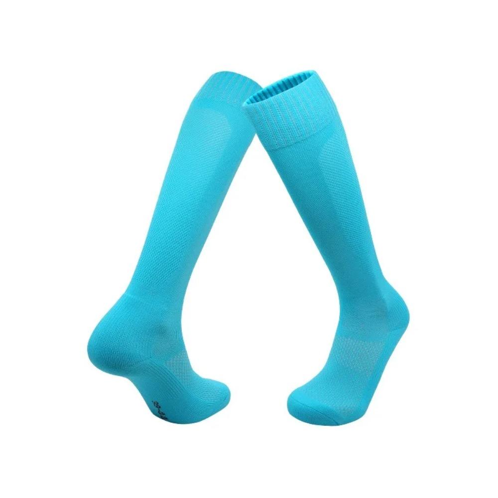Breathable Solid Color Football Socks High Elasticity Long Cushion Sports Socks for Foot Length 17.5-21.5cm Kids Sportswear