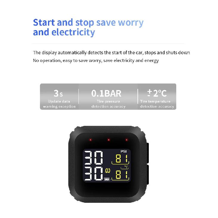 CAREUD Motorcycle TPMS Tyre Pressure Monitoring System LCD Display Magnetic charging With Internal/External Pressure Sensors