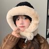 Cute Versatile Lei Feng Hat for Women's Windproof and Cold Riding Plush Versatile Balaclava Hat Ear Protection and Warm Hat