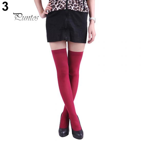 

Женские сексуальные однотонные непрозрачные сексуальные чулки выше колена красный
