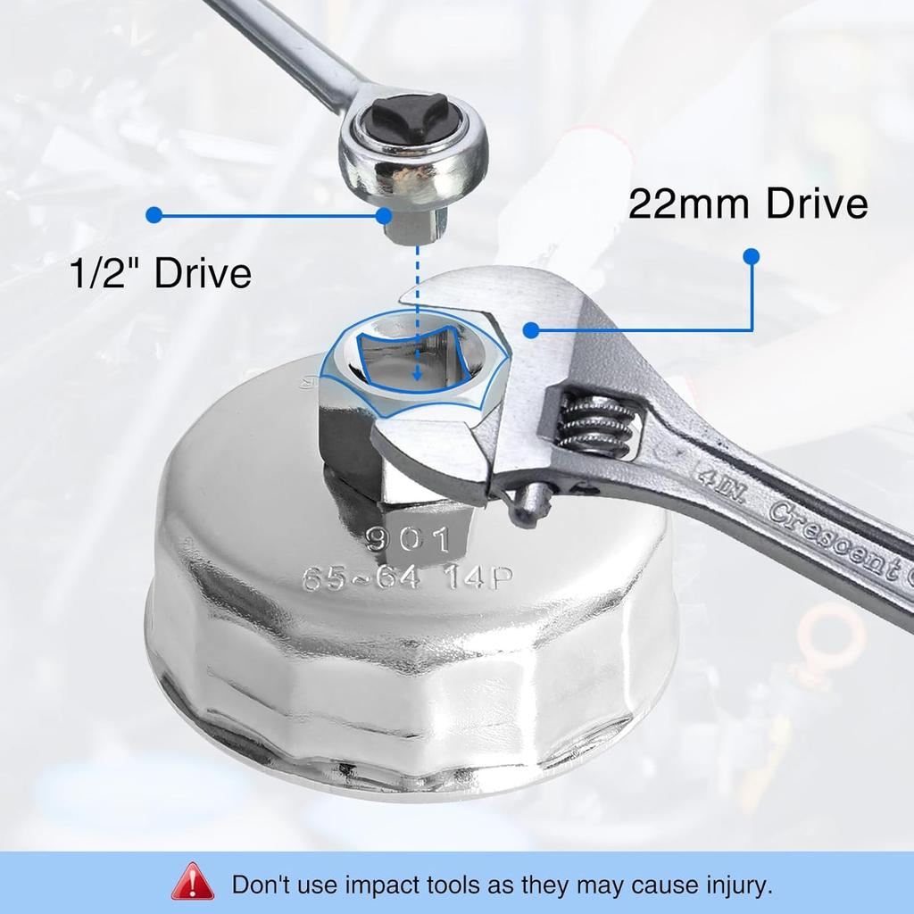 64-65Mm Oil Filter Wrench: 14 Flutes Oil Filter Removal Tool Compatible With Wix 57356, 15400-PLM-A02 Oil Filter For Honda Accord Acura Civic CRV,