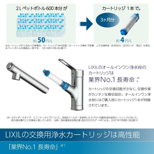 LIXIL INAX Kitchen Faucet, Single-Lever Mixer with Built-in Water Purifier and Hand Shower, RJF-771YA (Faucet + 1 Water Purification Cartridge), PFAS/