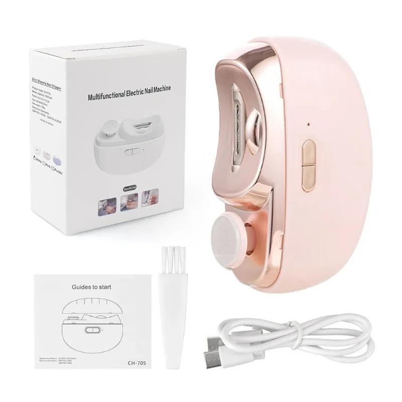 Electric Nail Clipper Grinding and Polishing with Light Automatic Nail Trimmer Rechargeable Nail Cutter Manicure for Baby Adult