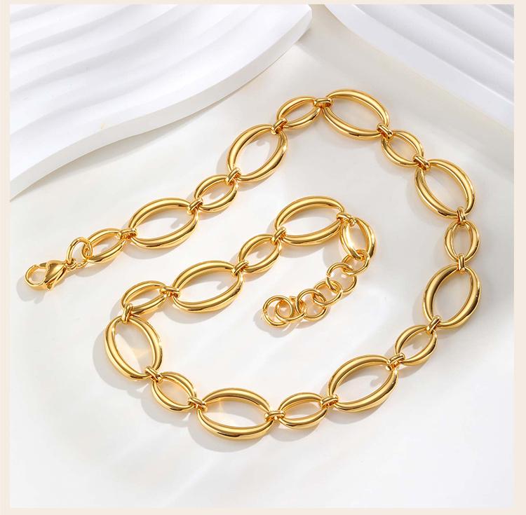 Stainless Steel Minimalist Chain Geometric Necklace for Women, 18k PVD Gold Plated Waterproof Jewelry Wholesale