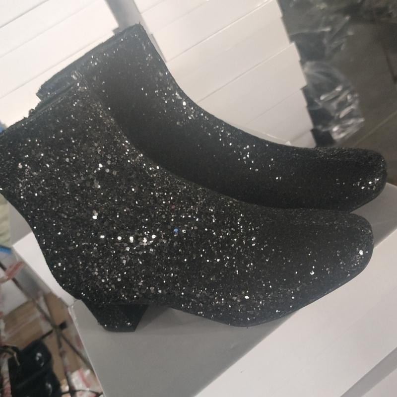 Women's Boots 2026 Autumn Bling Sequins Solid Color Side Zipper Luxury Fashion Comfortable Midsole Boots Zapatos De Mujer Party