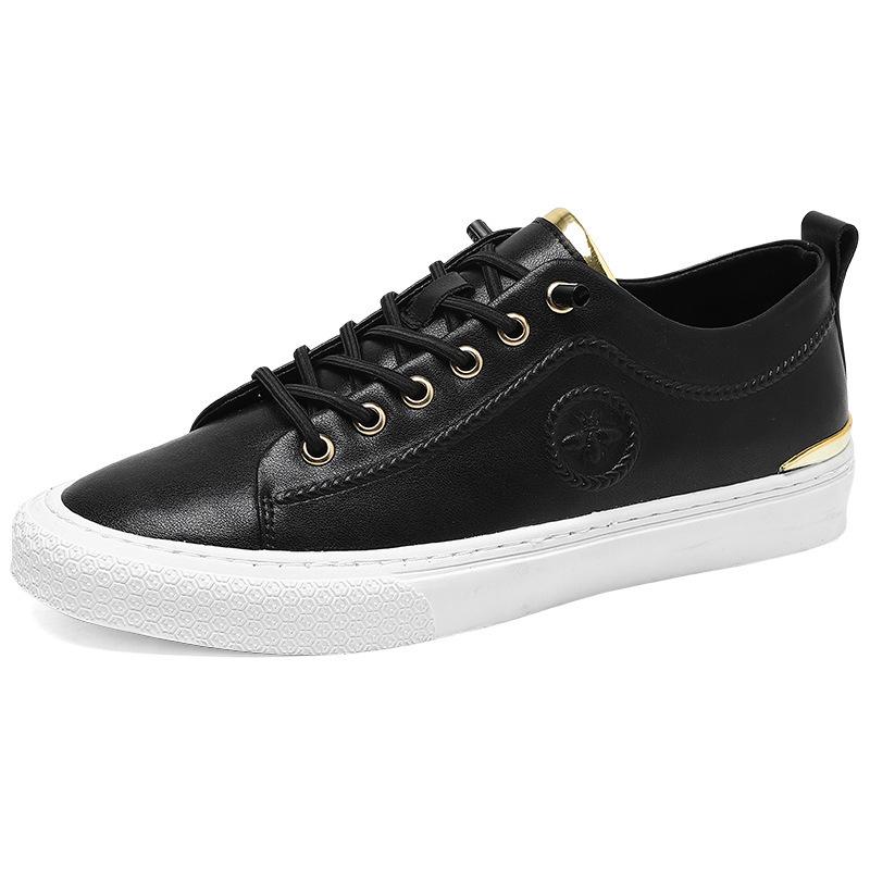 

Новые туфли для мужчин из натуральной кожи, повседневная обувь, модные туфли для скейтбординга на плоской подошве, молодежные крутые кроссовки без застежек 43 чёрный