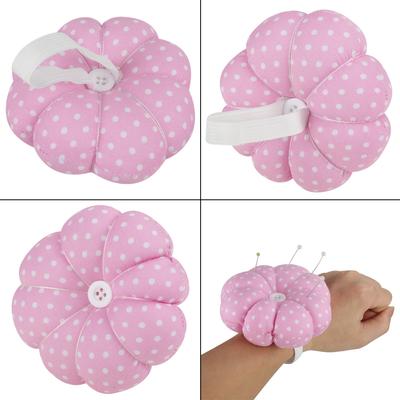 New Sewing Needle Pin Cushion Pumpkin Shaped Holder Wrist Strap Craft   Tool (Pink)