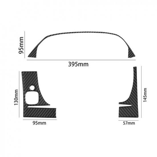 3Pcs Carbon Fiber Interior Driver Side Dashboard Cover Trim For Ford Ranger