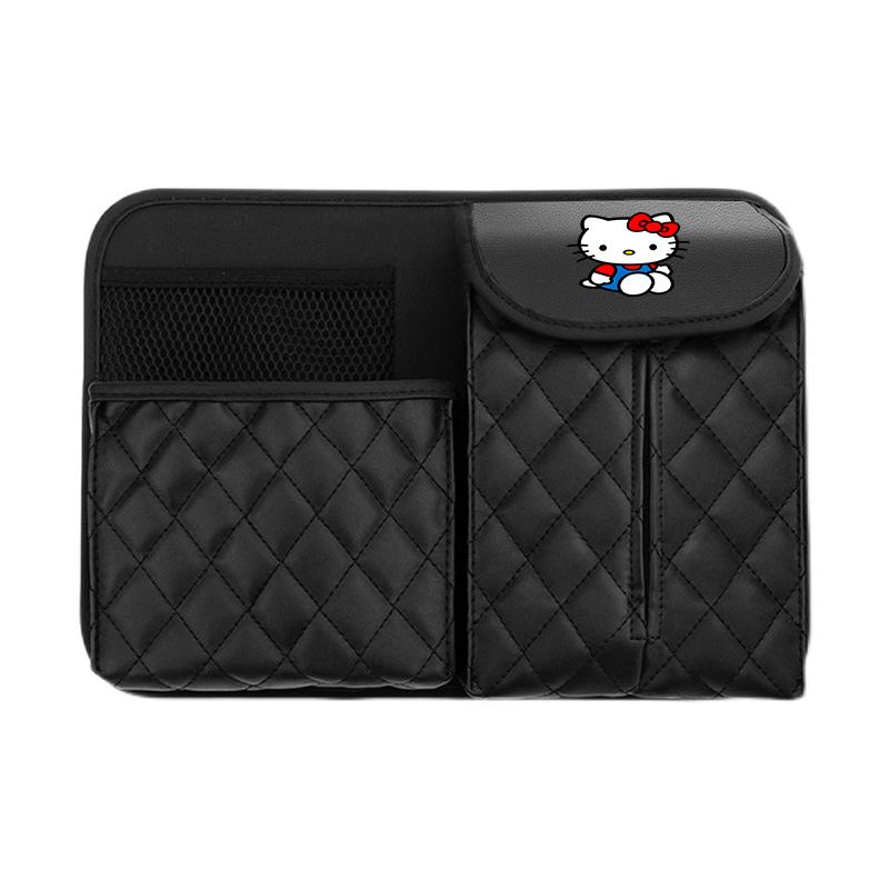 Sanrio Car Seat Back Storage Bag Leather Organizer Cinnamoroll Kuromi Hello Kitty Pochacco Pompompurin Mymelody Auto Collecting