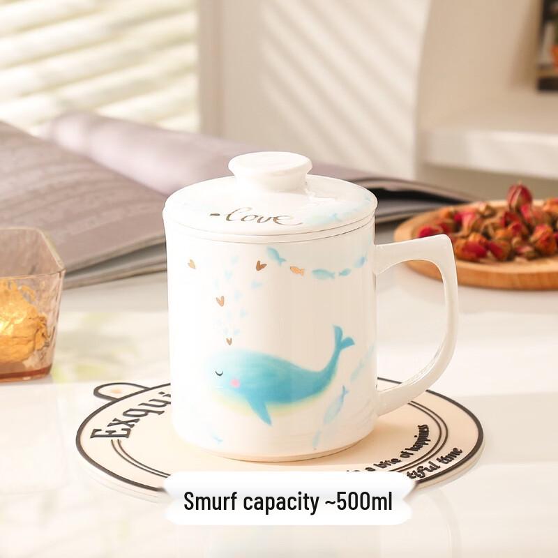 OLOEY Smurf Ceramic Tea Infuser Mug