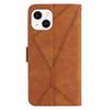 HT05 Leather Cover for iPhone 15 Skin-touch Flip Stand Wallet Imprinted Line Phone Case