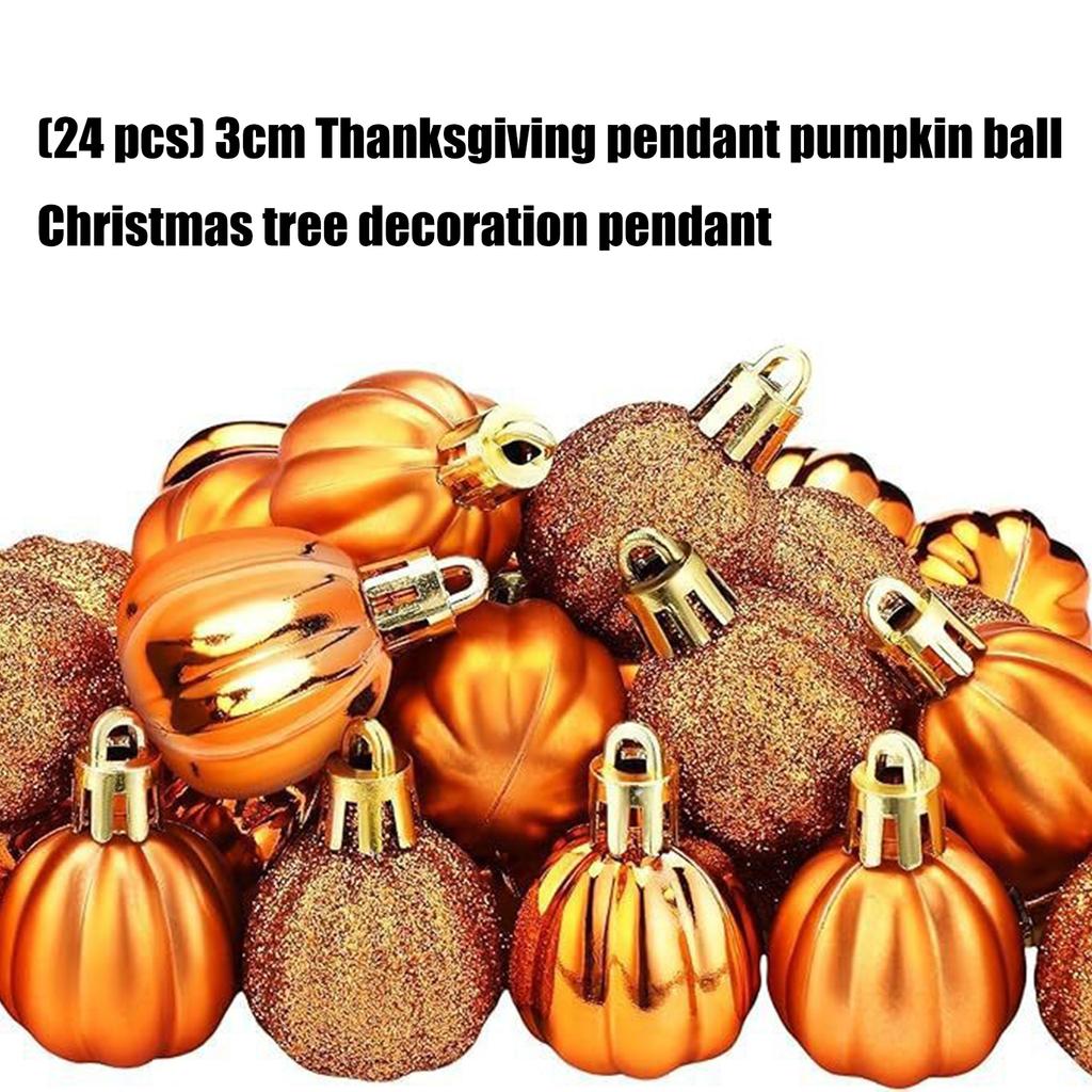24 Pcs Pumpkin Ball Hanging Ornament Fall Pumpkin Thanksgiving Tree Decorations For Indoor Outdoor Christmas Party