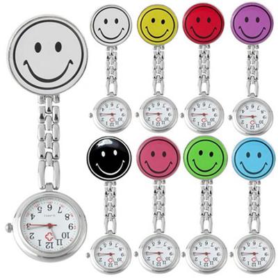 Damen Lady Cute Smile Face Quarz Clip-on Brosche Krankenschwester Taschenuhr Geschenk