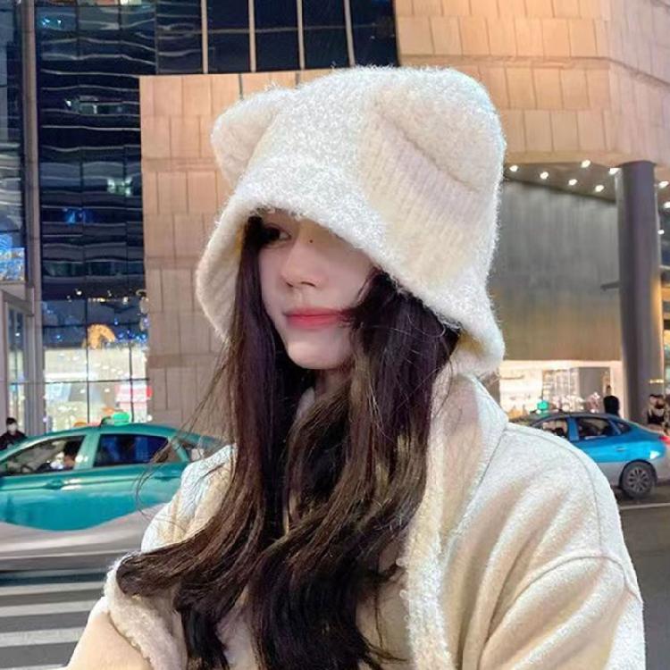 Cartoon Ear Muff Hat Breathable Beanie Winter Autumn Skull Cap Girl Shopping Hat