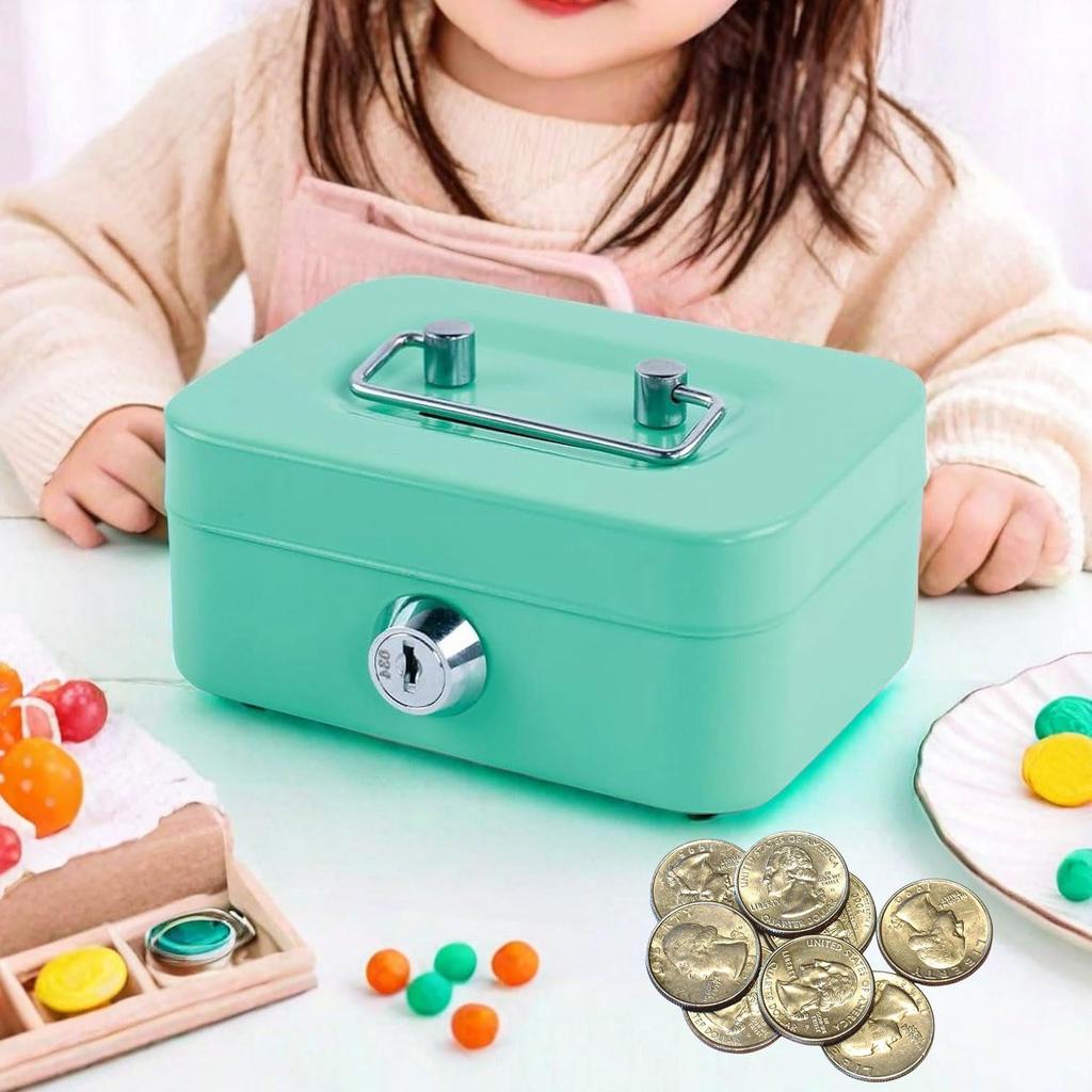 1/2 st Pengerskåp Låsbart Spargris med Nyckel Portabelt Handhållet Robust Metall Pengeförvaringslådor för Vuxna Barn Gåva