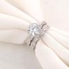 Elegant Antique Style Round White Sapphire Silver Plated Engagement Crown Ring Set