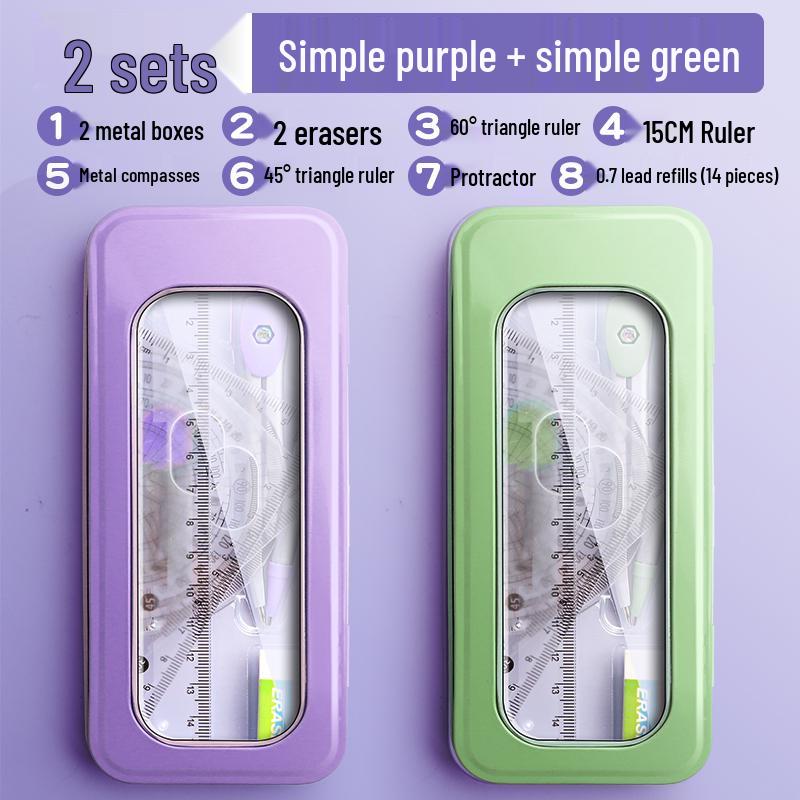 Student Geometry Ruler Set for Elementary to Junior High - Includes Compass, Triangle, and Sixth Grade Supplies