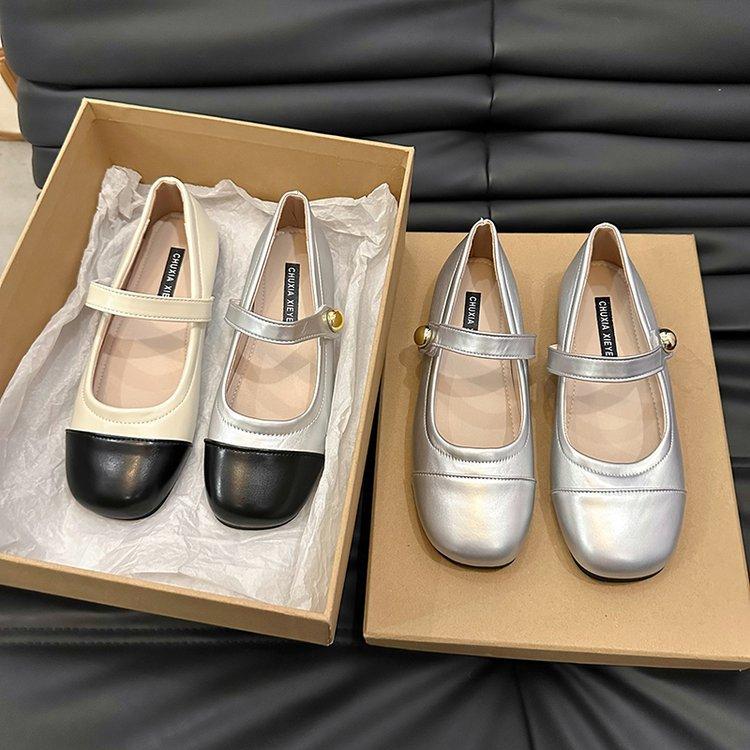 Mary Jane malé kožené boty dámské 2025 nové jarní a podzimní francouzské s plochou podrážkou nízký podpatek čepice boty jednopřezkové mokasíny jediné boty