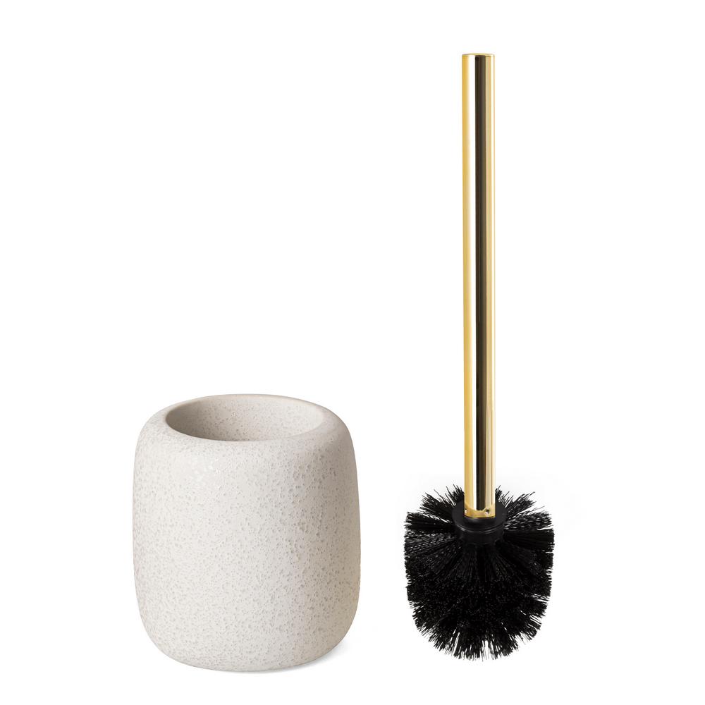 AWD INTERIOR 1915 Bonita White Gold Stoneware Toilet Brush