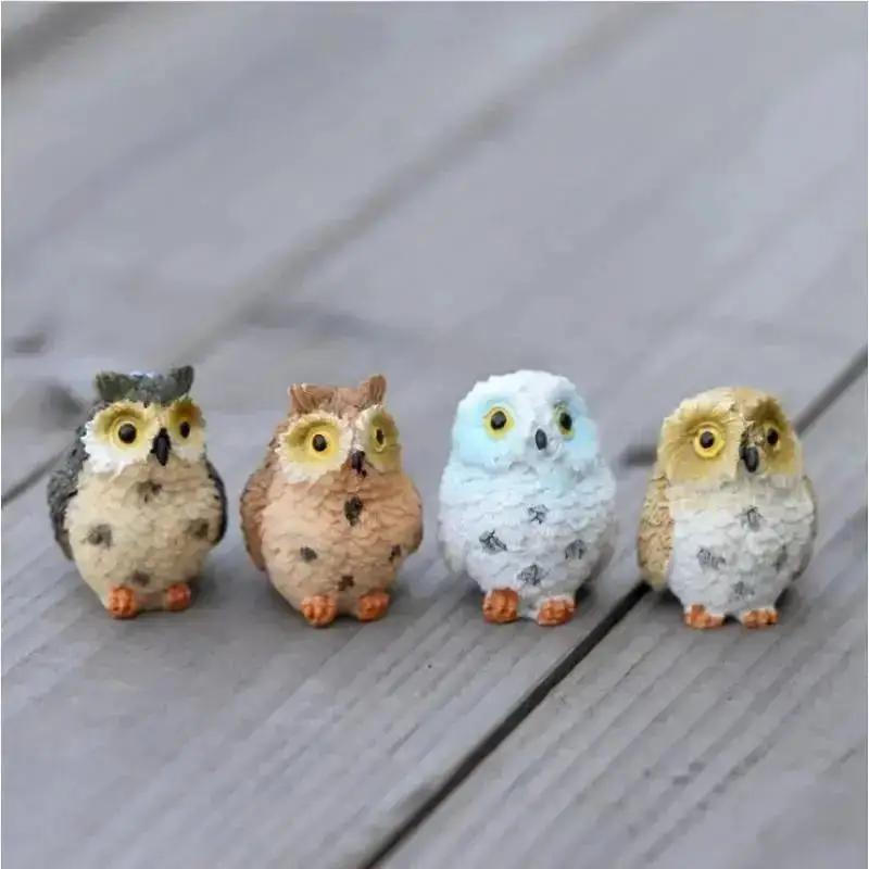 1 Pcs Artificial Owl Figurines Miniatures Lovely Birds Fairy Garden Home Resin Crafts Decorations Home Decoration Accessories