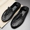 Men's Lazy Woven Moccasins: Genuine Leather Slip-On Loafers - Fashionable, Lightweight, Casual Shoes for Summer 2025