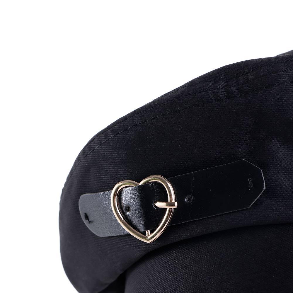 Casual Adjustable Girls Female Winter Autumn Love Heart Leather Buckle Beret Painter Hat Women Caps