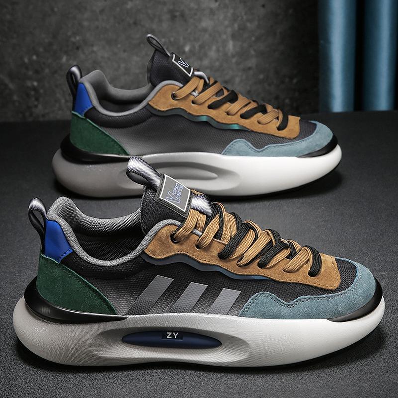 Retro Men's Shoes Leather Mesh Casual Matte Lightweight Spring and Summer Running Dad Sneakers