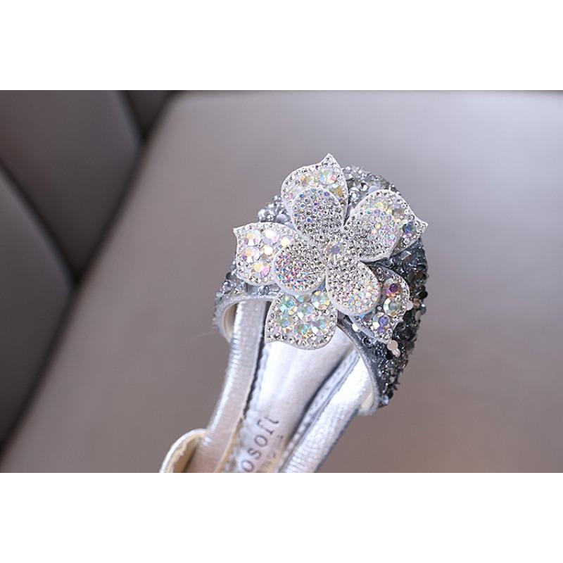 Autumn new style ladylike baby girl girls' princess rhinestone flower flat shoes, leather shoes, dance performance shoes