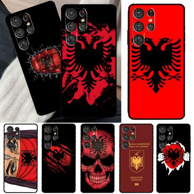 Arnavutluk Bayrağı Kartal Samsung Galaxy S21 S22 Ultra Not 20 S8 S9 S10 Artı Not 10 Artı S20 FE Telefon Kapağı