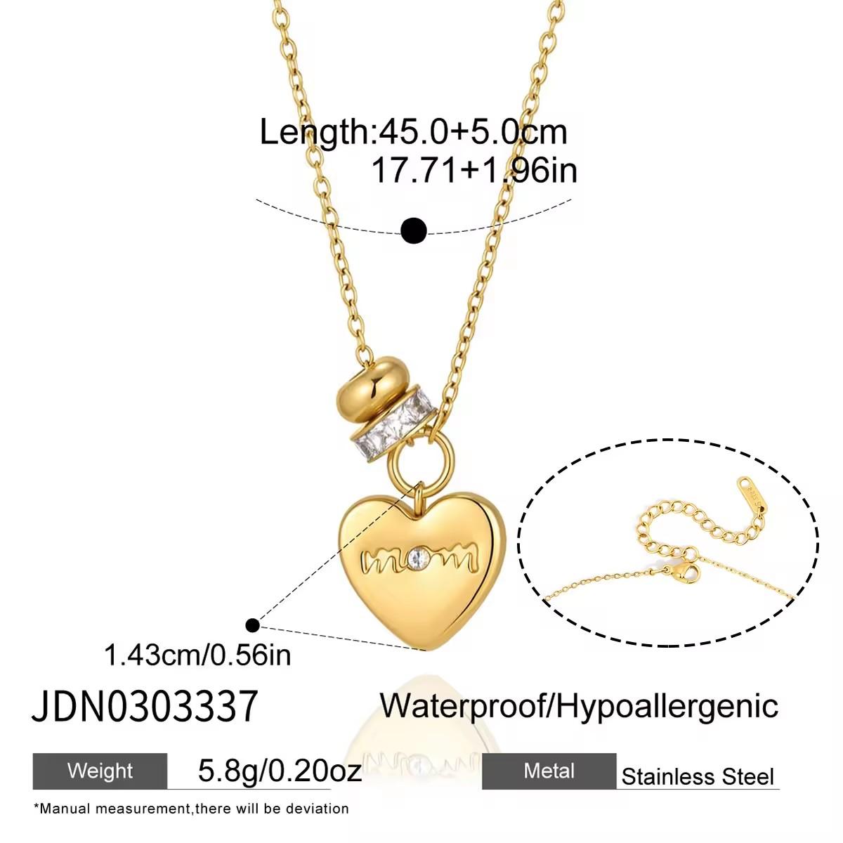 Mother s Day Pendant 18K Gold Plated Stainless Steel Classic Fashion Pink Zircon Heart Charm Necklace Mother s Day Gift