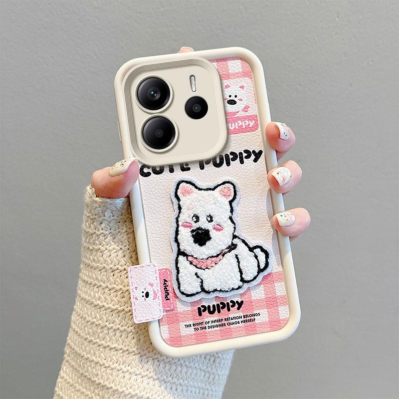 KEYSION Kreskówkowy Uroczy Pluszowy Haftowany Pokrowiec na Redmi Note 14 5G ze Smyczą Odporny na Wstrząsy Pokrowiec na Telefon dla Xiaomi Redmi Note 14 4G