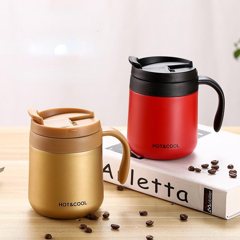 Thermosbecher mit großem Fassungsvermögen, 500 ml, Isolierflaschen, tragbarer Thermosbecher aus Edelstahl, Wasserflasche, Reise-Teebecher, Büro-Thermosbecher