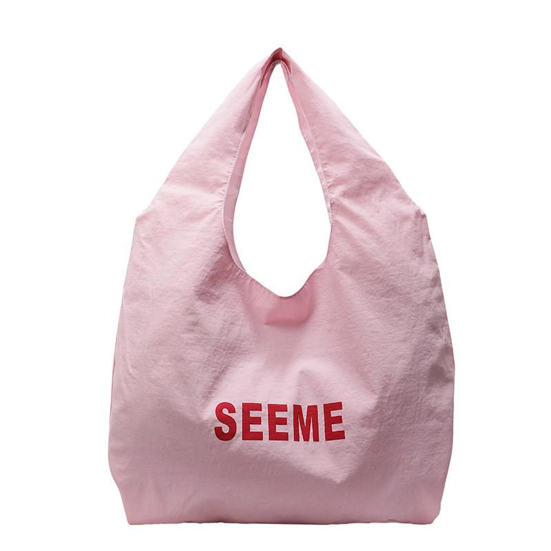 Nylon Tote Bag With Letter Print For Casual Daily Use Large Capacity Shoulder Bag
