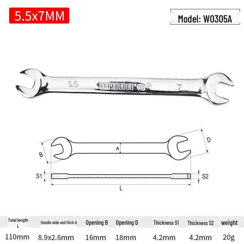 Weili Lion Dual-use Open-end Mirror Wrench Set, Chrome Vanadium Steel Auto Repair Wrench Tools