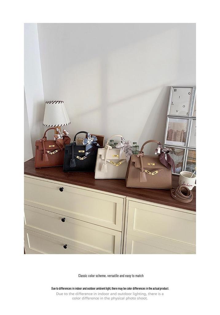 2026 Mori Cute Lychee Textured Niche Shoulder Bag - Women's Summer Small Square Handheld Kelly Bag