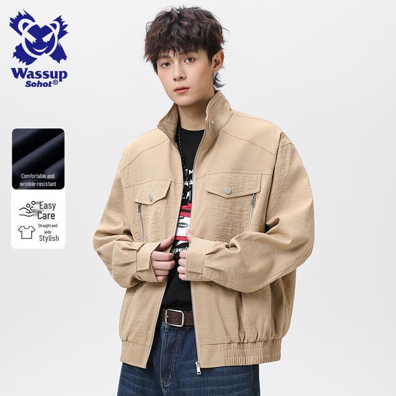 

Wassup Sohot Men s American Workwear Stand-Collar Jacket 2XL