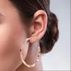 LeCalla S925 Sterling Silver Jewelry BIG Rose-Gold Plated Twisted Italian Hoop Earrings for Women 58MM