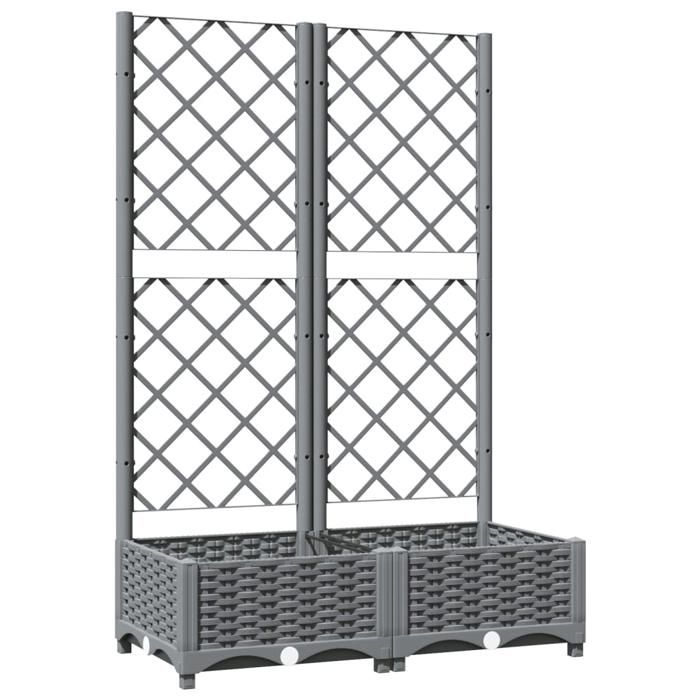 VidaXL Jardinière avec treillis Gris clair 80x40x121,5 cm PP 153271