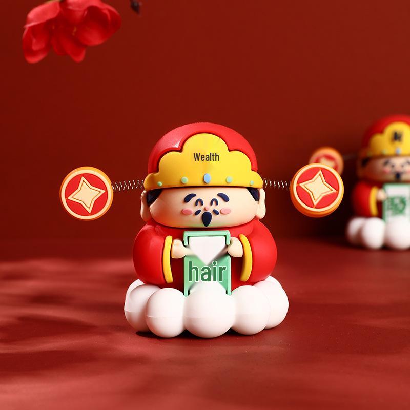Creative Cartoon God of Wealth Figurine for Car Dashboard or Office - New Year Dragon Decoration and Gift