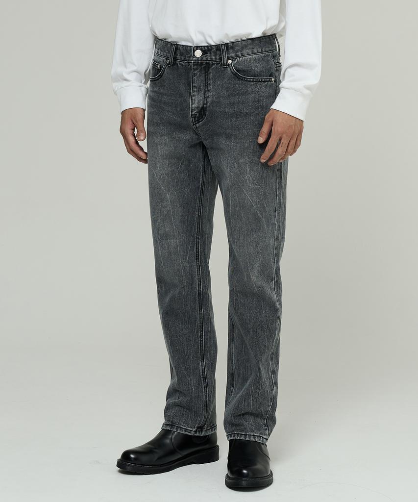 BLOND9 Washed Black Denim Pants [Straight Fit]
