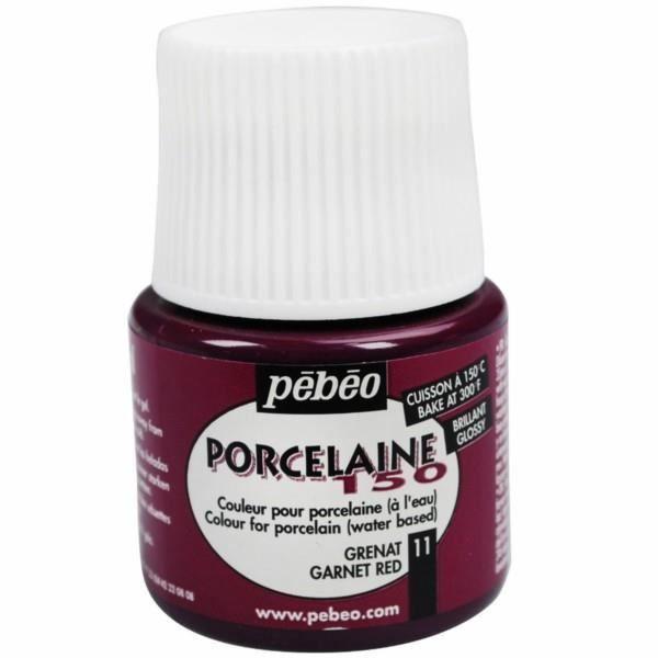 Peinture porcelaine - Pébéo - 150 Brillant Grenat N°11 - Flacon 45ml - Couleurs brillantes - Cuisson 150°C