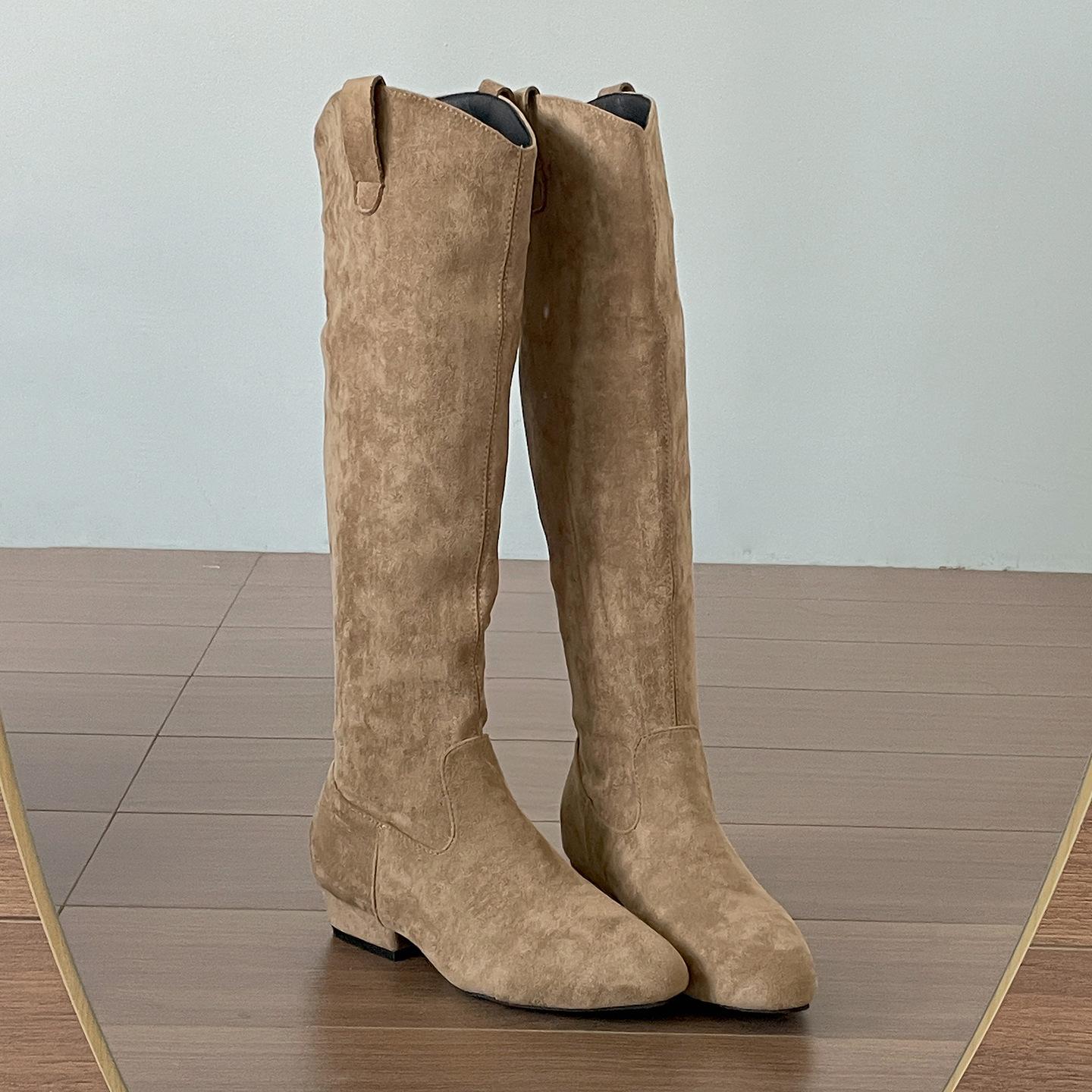 

Queen Fan retro thick heel boots children s boots 2025 new autumn small thin knight long boots 40 хаки