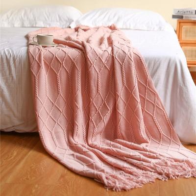 Knitted Blanket Solid Color Waffle Embossed Blanket Decorative Blankets for Sofa Bed Throw Chunky Knit Throw Plaids