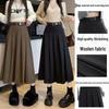 High Waist Woolen A-line Pleated Midi Skirt for Women - Autumn/Winter 2025 Style