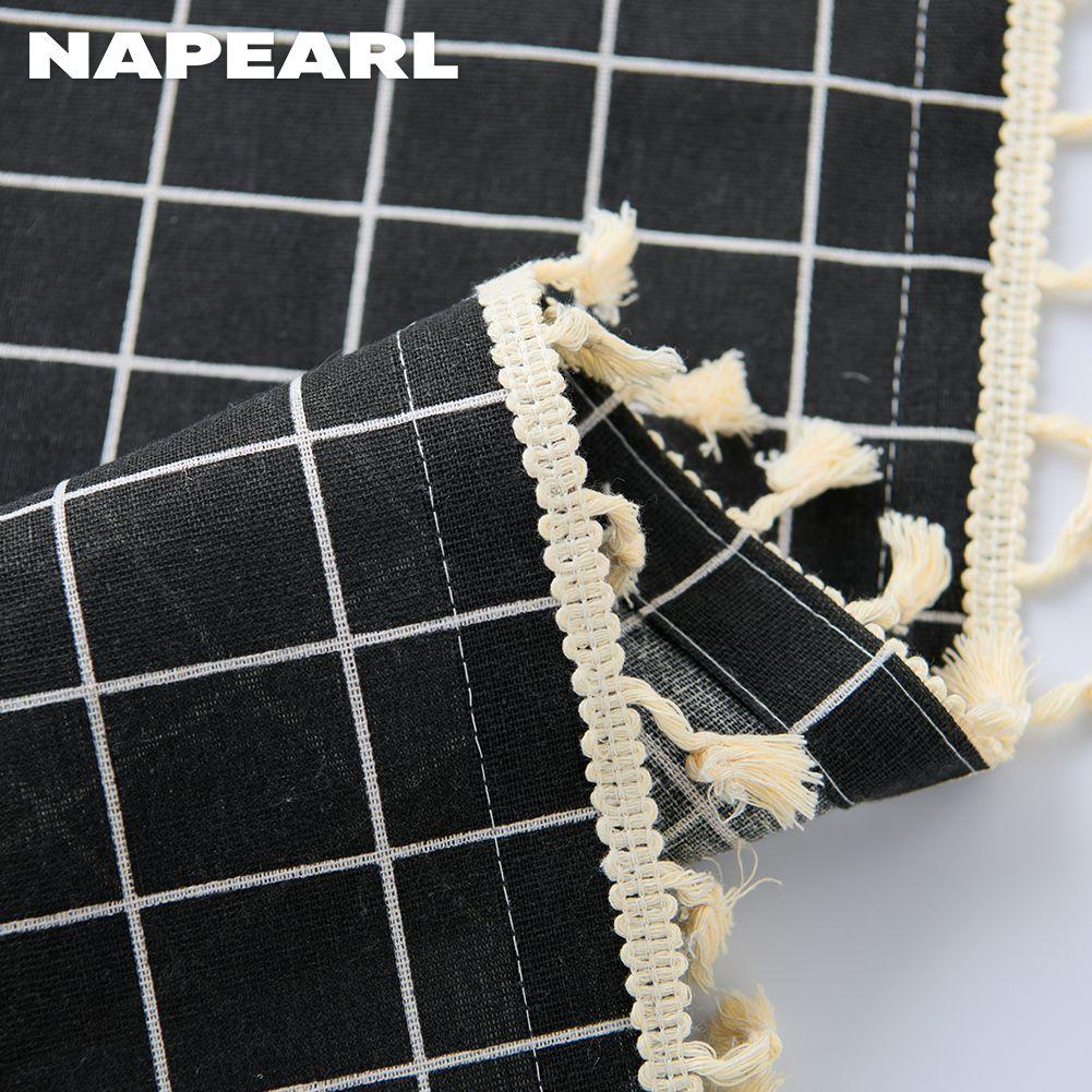 1PC NAPEARL Semi Blackout Simple and Versatile Tassel Edge Decoration Black Color Curtain for Windows Balcony Living Room and Bedroom Home Decor