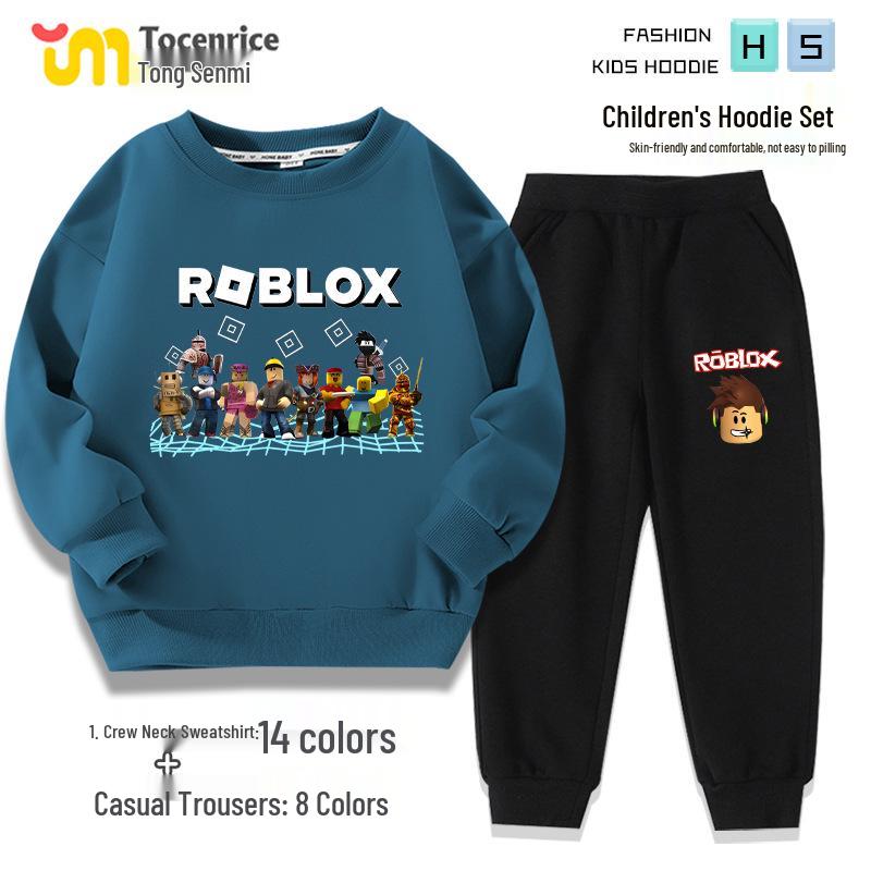 

Комплект из худи и штанов Roblox с мультяшным принтом для детей - Весенне-осенний повседневный костюм для мальчиков из двух предметов 140 (Height 130-)