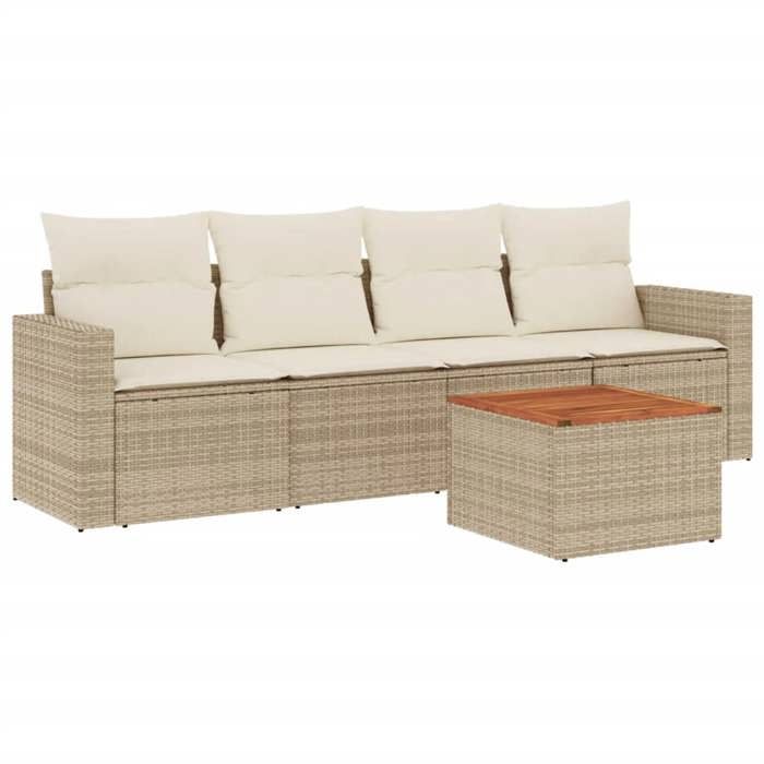 VidaXL Garden Lounge Set with Cushions 5 Pcs, Patio Sofas, Patio Furniture Set, Outdoor Furniture, Beige 3256331