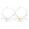 Star Moon Charms Necklace Boho Tassel Chain Choker Rhinestone Crescent Pentagram Fringe Charm Necklace for Women Dates Parties Jewelry