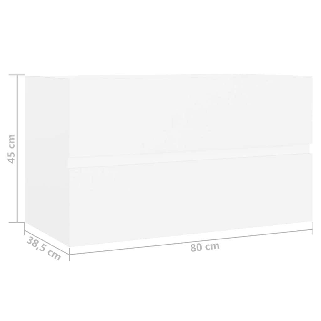 White Bathroom Vanity Cabinet 80 X 38.5 X 45 Cm Particleboard