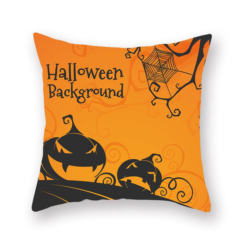 Halloween Pillow Cover Cartoon Pumpkin Head New Peach Skin Cushion Cover Sofa Cushion